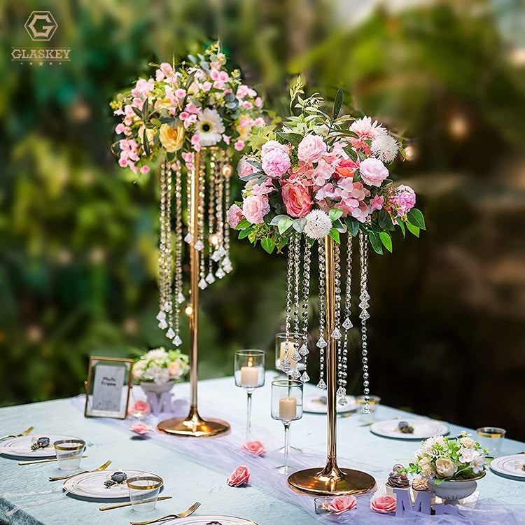 Ferris Wheel Spiral Crystal Waterfall Flower Stand Table Flowers And Metal Stand Decoration For Wedding