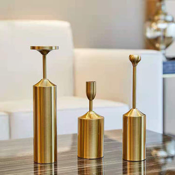 Wedding Dining Table Artificial Candlesticks For Decoration Metal Copper Candlestick Holder