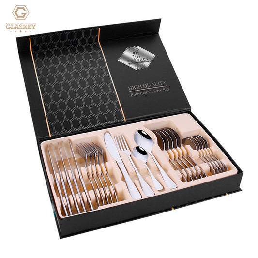 Best Selling Stainless Steel Cutlery 24 pcs Set 1010 Western Food Steak Knife Fork Spoon Exquisite Gift Box Set