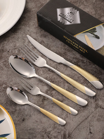 Wedding Gold Flatware Set Rose Gold Matte Dinner Knife Spoons Fork Stainless Steel 24Pcs Cutlery Se