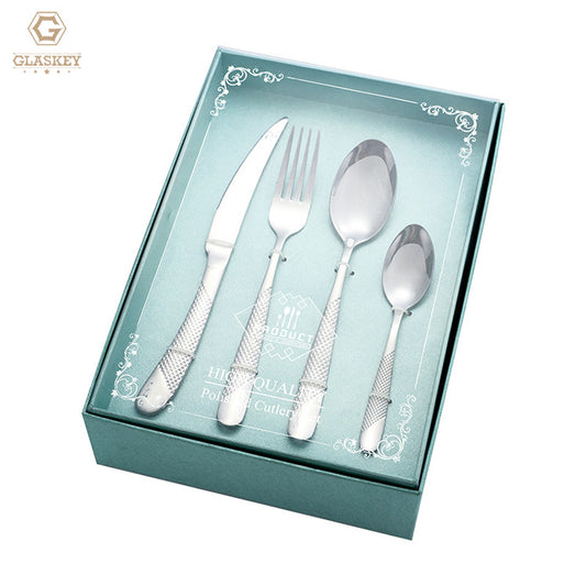 Customize Gift Box 24 Pcs Cutlery Set Titanium Gold Stainless Steel Flatware Set For Restaurant Hotel