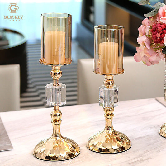 Smokeless Candle Holder Atmosphere Decoration Glass Candle Holder For Wedding Decoration