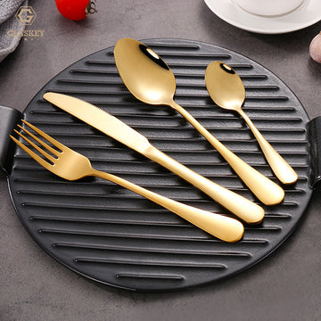 410 Stainless Steel Tableware 4Pcs Cutlery Set Rose Gold Dinner Steak Knife Fork Spoon Gift Box Set