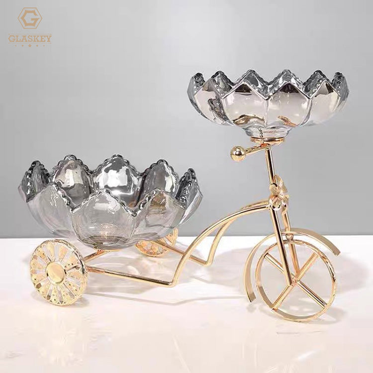 Creative Bicycle Glass Fruit Plate Dried Fruit Plate Modern Minimalist Home Living Room Dining Table Decoration Plate