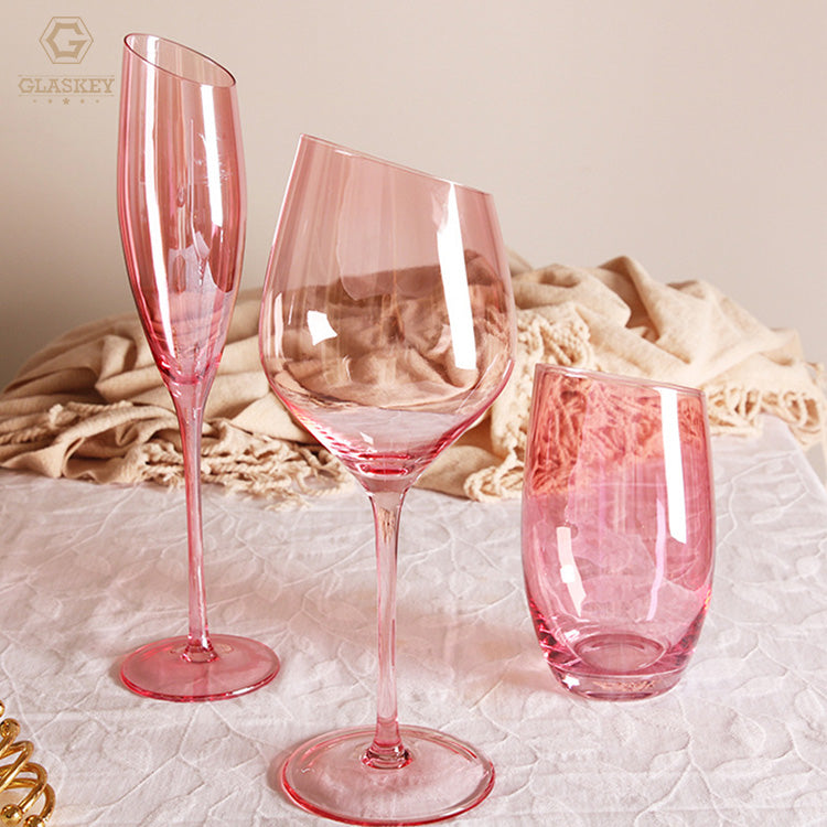 Flamingo Oblique Red Wine Glass Champagne Glass Water Cup Set Crystal Goblet Wedding Pink Wine Glass