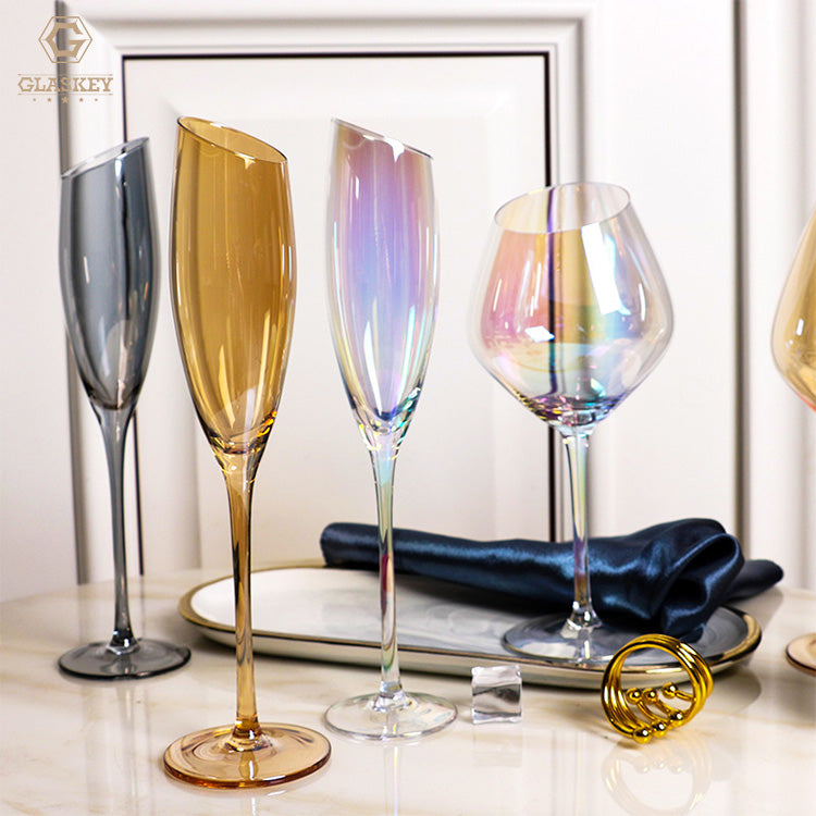 Creative Bar Beveled Wine Glass Colorful Red Wine Glass Goblet Champagne Glass For Restaurant