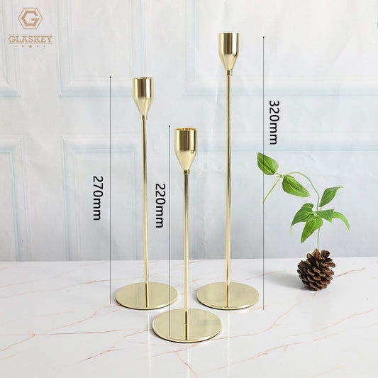 Holiday Birthday Candlestick Ornaments Golden Romantic Wedding Candle Stick Dinner Decoration Tall Metal Candle Holders