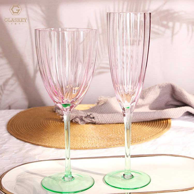 Petal Vertical Grain Wine Glass Set High Temperature Resistant Goblet Gradient Color Champagne Glass Red Wine Glass