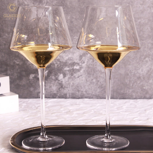 Wholesale Glassware Handmade Goblet Champagne Glass Gold-Painted Glass Drinking Water Wine Glasses