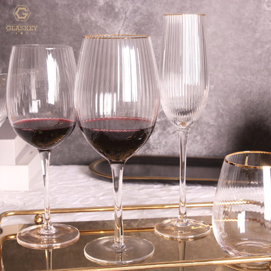 Clear Crystal Red Wine Glass Champagne Cup Gold Rim Goblet Creative Household Drinking Glass