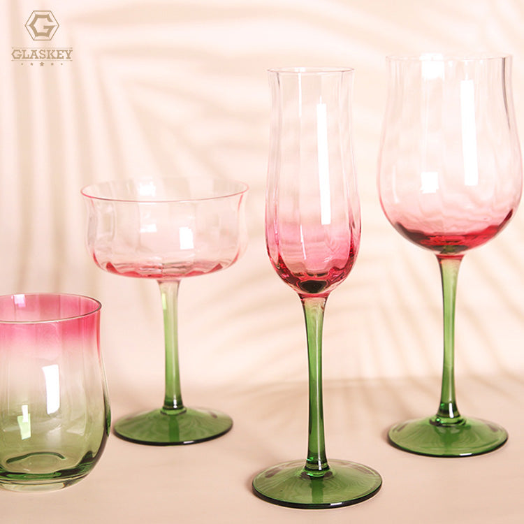 Creative Vintage Red Wine Glass Artificial Blown Red Gradient Tulip Goblet Wine Glass Cup