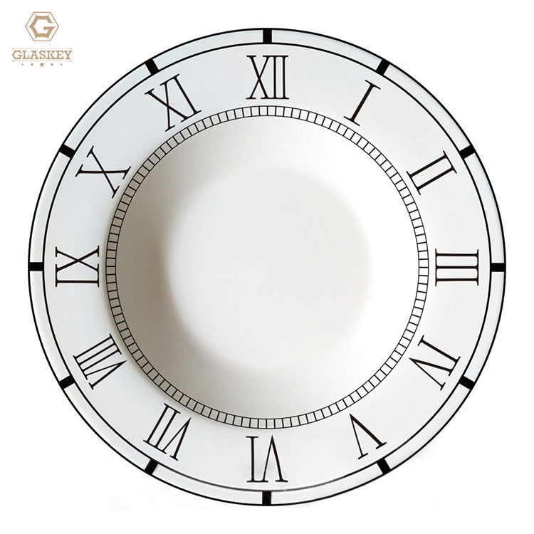 Ceramic Clock Breakfast Plate Restaurant Round Charger Plates Porcelain Dinner Dish Set