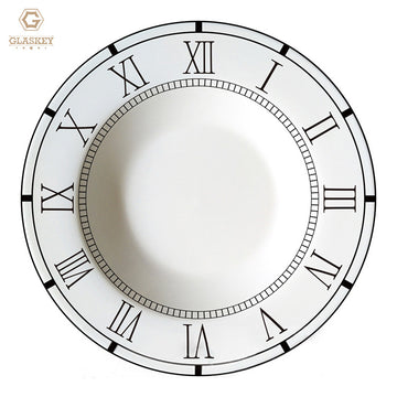 Ceramic Clock Breakfast Plate Restaurant Round Charger Plates Porcelain Dinner Dish Set