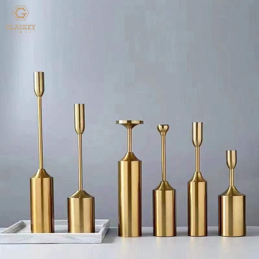 Wedding Dining Table Artificial Candlesticks For Decoration Metal Copper Candlestick Holder