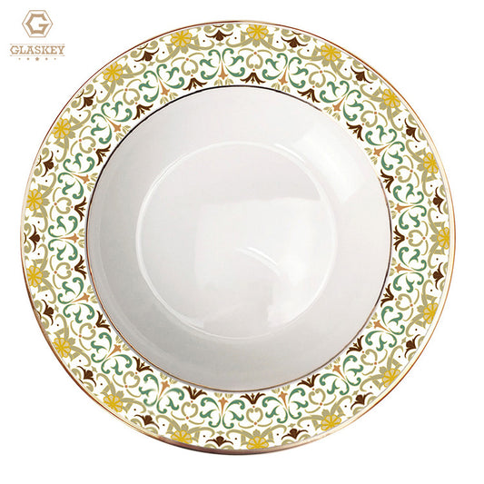 Dinner Wholesale Restaurant Colored Porcelain Round Serving Vintage Plate Bone China Dishes Set